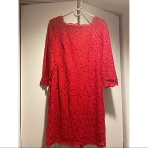 ADRIANNA PAPELL Red Lace Sheath Formal Dress